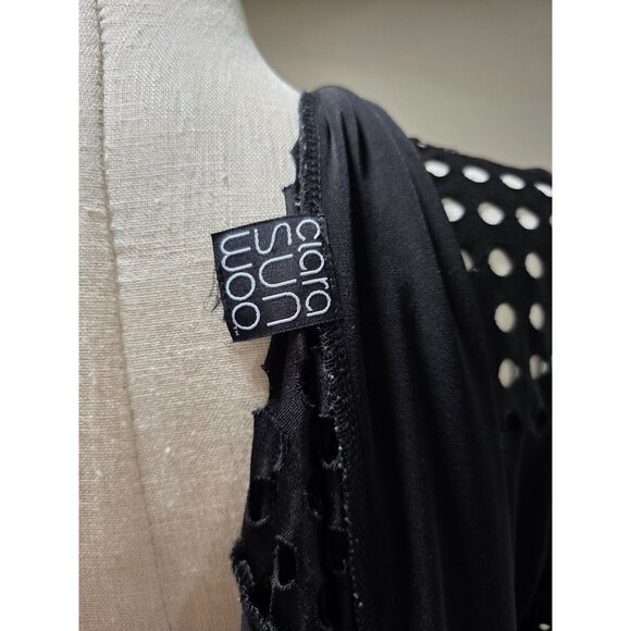 Clara Sunwoo Black Open Front Cardigan With Laser Cut Sleeves & Back Panel Women - Picture 6 of 8